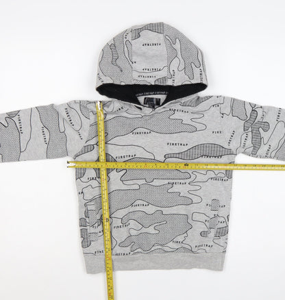 Firetrap Boys Grey Camo Logo Pullover Hoodie 9-10 Years