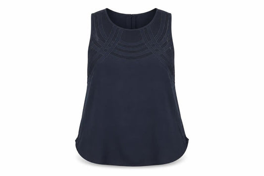 River Island Women Blue Size 12 Sleeveless Sheer Panel Tunic Blouse