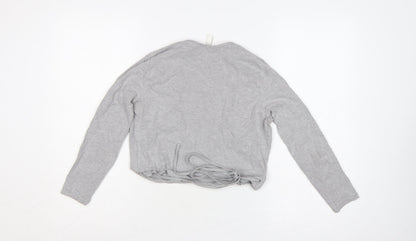 American Apparel Women Grey M Cropped Wrap Jersey Long Sleeve Top