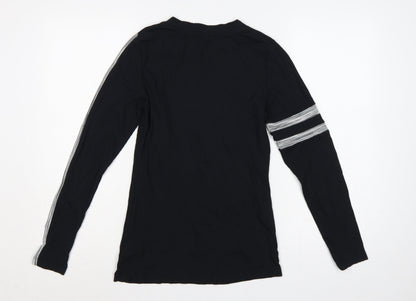 Next Women Black UK 8 Slim Ribbed Jersey Long Sleeve Stripe T-Shirt