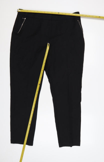 Wallis Women Black UK 16 Tapered Tailored Zip Pocket Trousers