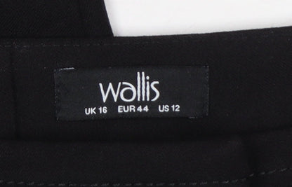 Wallis Women Black UK 16 Tapered Tailored Zip Pocket Trousers