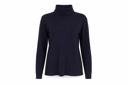 Lands' End Women's Navy UK 12 Basic Roll Neck Long Sleeve T-Shirt