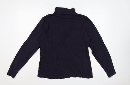 Lands' End Women's Navy UK 12 Basic Roll Neck Long Sleeve T-Shirt