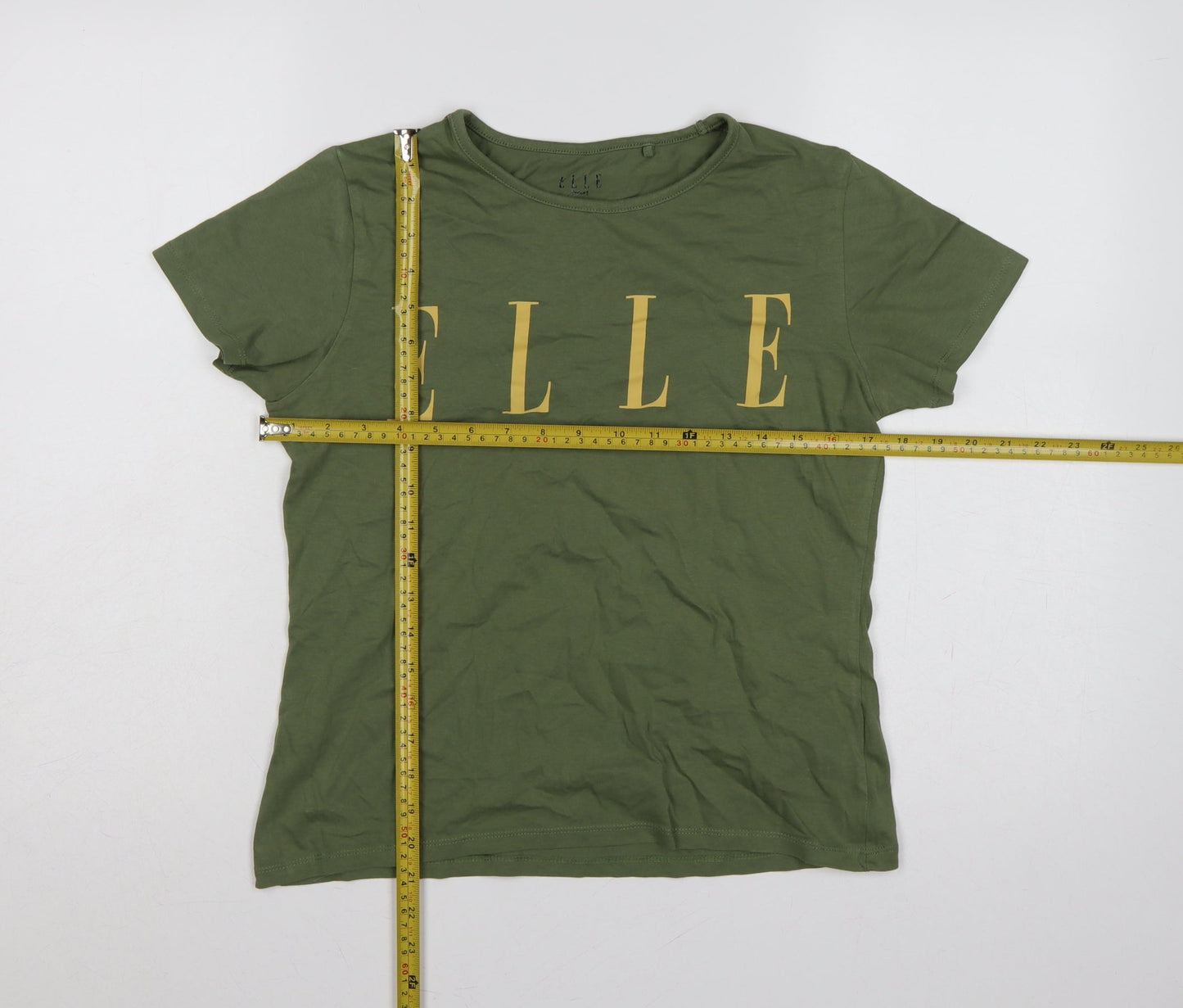 ELLE Junior Girls Olive Green 14-15 Years Graphic Logo Cotton T-Shirt