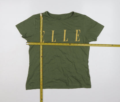 ELLE Junior Girls Olive Green 14-15 Years Graphic Logo Cotton T-Shirt