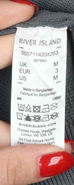 River Island Men's Grey M Roll Neck Knitted Pullover Jumper