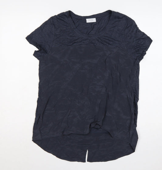 FOIL Women’s Blue S Layered Jersey Tunic Short Sleeve Blouse