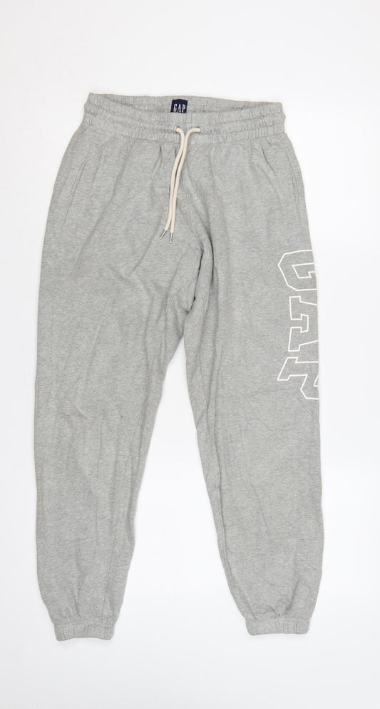 Gap Women Grey S Logo Jogger Sweatpants Elastic Waist Drawstring