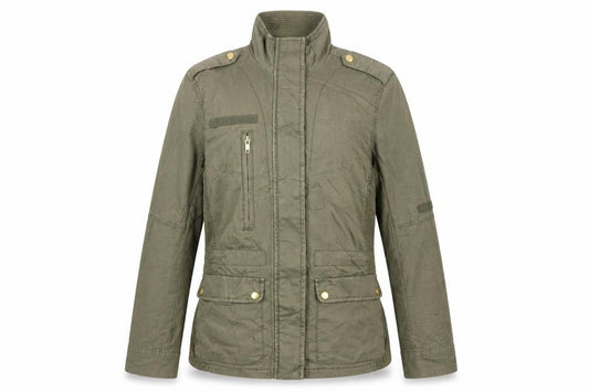 H&M Women's Green UK 8 Military Cotton Utility Zip Jacket