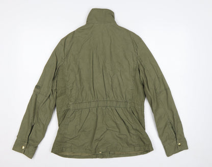 H&M Women's Green UK 8 Military Cotton Utility Zip Jacket
