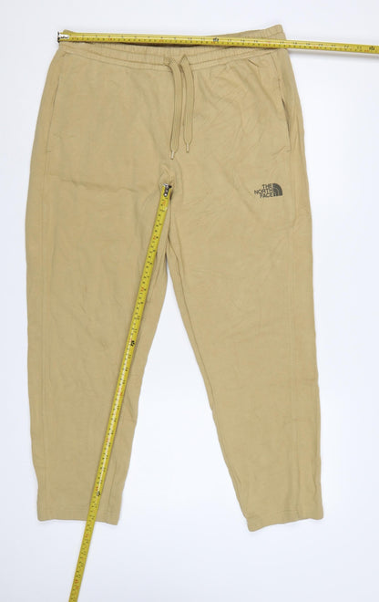 The North Face Men’s Beige L Cotton Fleece Jogger Trousers Logo