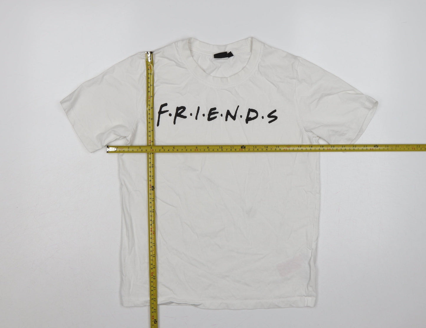 LMTD Women White S Friends Logo Jersey T-Shirt Short Sleeve