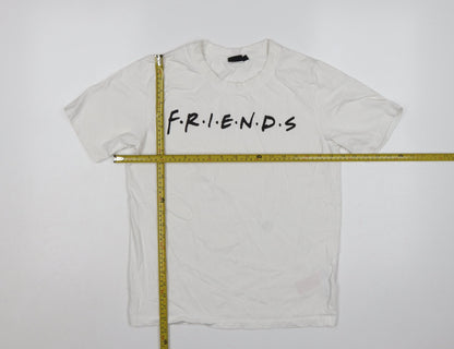 LMTD Women White S Friends Logo Jersey T-Shirt Short Sleeve