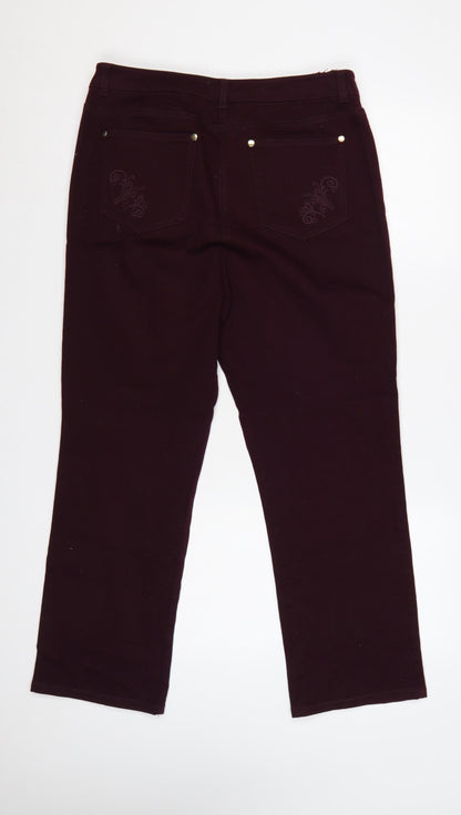 Isle Women’s Purple Size 12 Bootcut Stretch Jeans Embroidered
