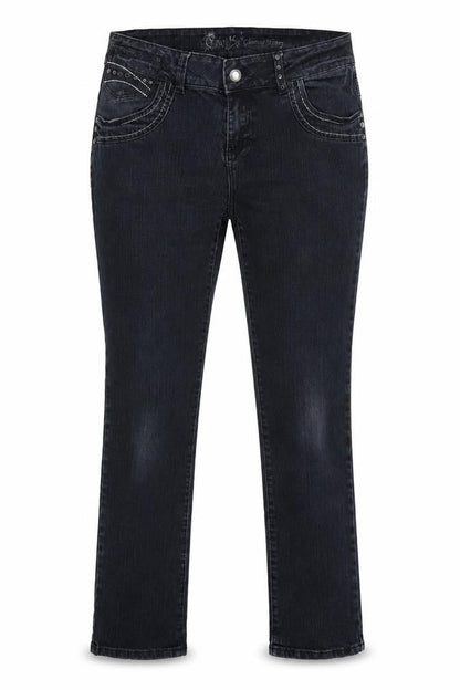 Front view of E-vie Women Black UK 14 Glamour Skinny Stretch Studded Jeans