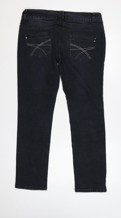 E-vie Women Black UK 14 Glamour Skinny Stretch Studded Jeans