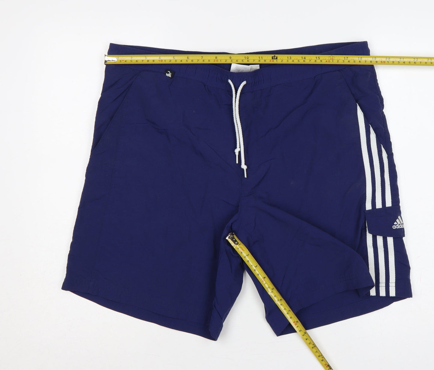 adidas Men’s Blue M Swim Shorts 3 Stripe Drawstring Lined