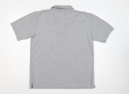 Slazenger Men's Grey L Short Sleeve Polo Shirt Logo Cotton Blend
