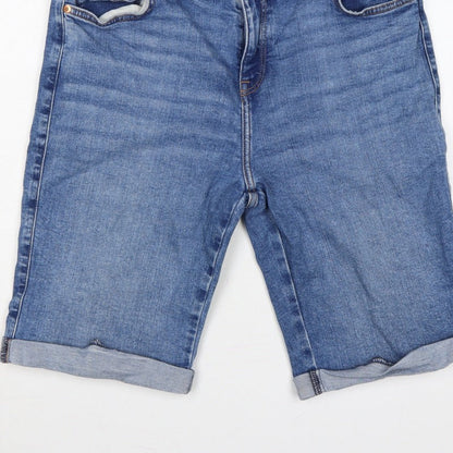 F&F Women’s Blue UK 14 Bermuda Denim Shorts Cuffed 31in Waist