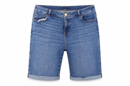 F&F Women’s Blue UK 14 Bermuda Denim Shorts Cuffed 31in Waist