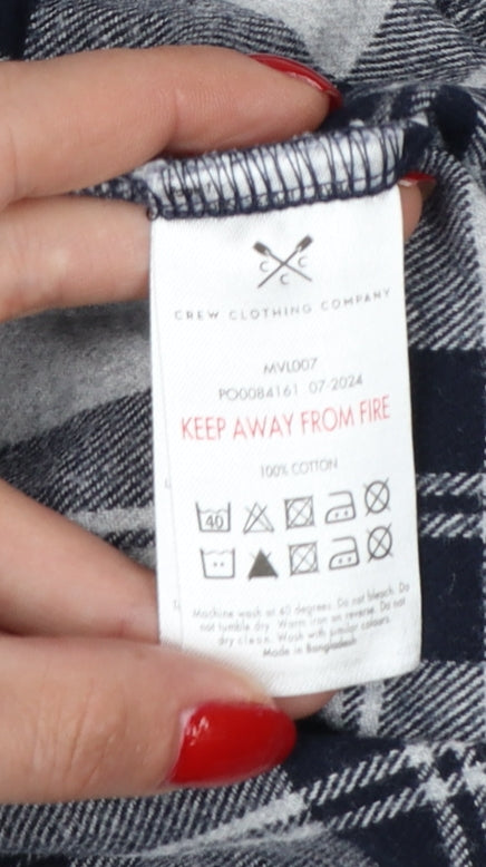 Crew Clothing Men Grey L Checked Cotton Pyjama Lounge Pants