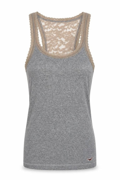 Hollister Teens Grey XS Lace Scoop Neck Camisole Tank Top