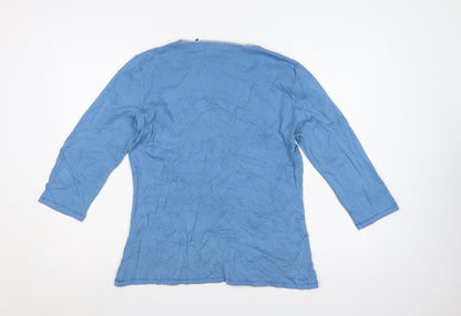 Boden Women’s Blue Size 14 Cotton Jersey Scoop Neck Henley Top