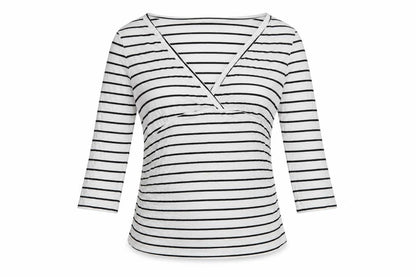 Blooming Marvellous Women White Stripe M Maternity Nursing Wrap Top