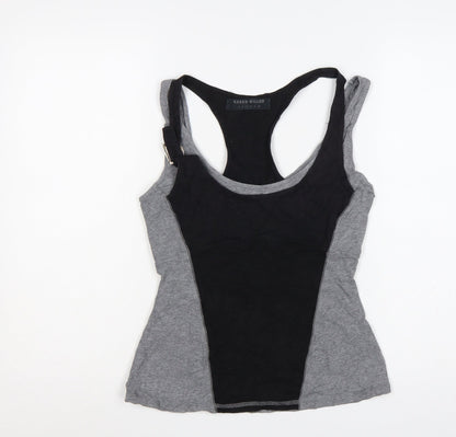 Karen Millen Women Grey Black Colourblock Racerback Camisole Tank Top 10
