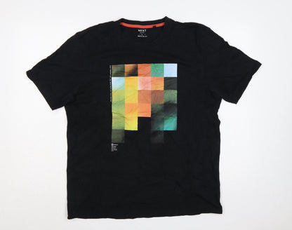 Next Men’s Black L Regular Fit Colour Block Graphic Print T-Shirt