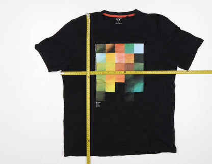 Next Men’s Black L Regular Fit Colour Block Graphic Print T-Shirt