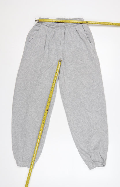 H&M Women Grey Size S Fleece Jogger Sweatpants Elastic Waist Pockets