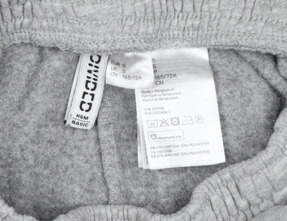 H&M Women Grey Size S Fleece Jogger Sweatpants Elastic Waist Pockets