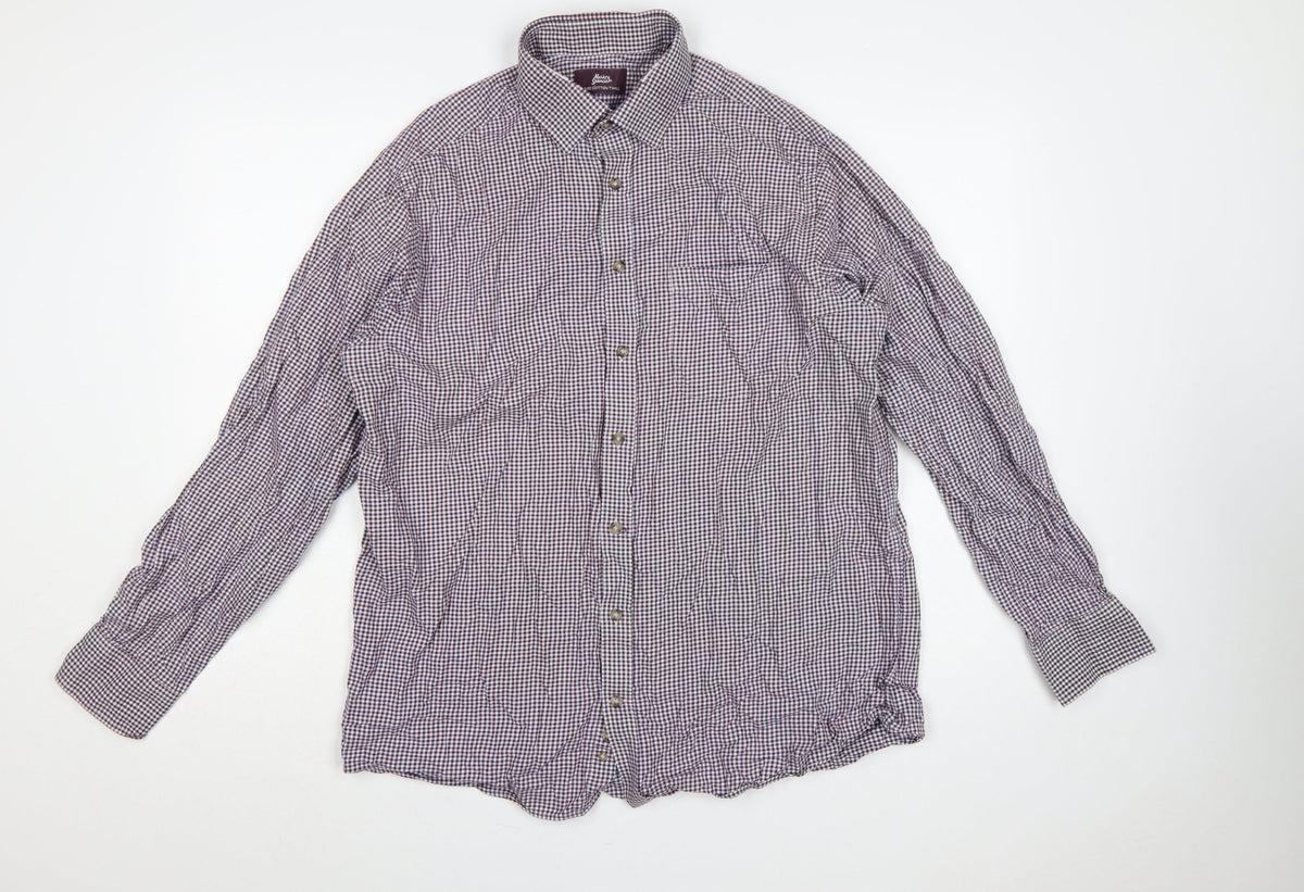 Marks & Spencer Men's Multicolour Check Shirt 16 Slim Fit