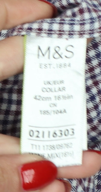 Marks & Spencer Men's Multicolour Check Shirt 16 Slim Fit