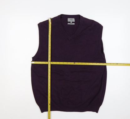 Marks & Spencer Men’s Purple L Pure Cotton V-Neck Knit Vest Jumper