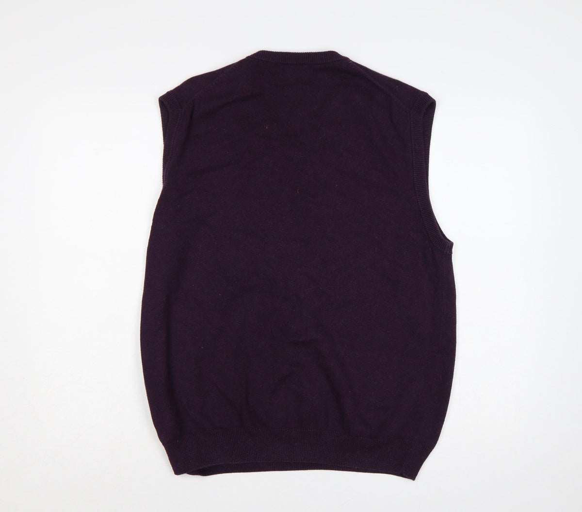 Marks & Spencer Men’s Purple L Pure Cotton V-Neck Knit Vest Jumper