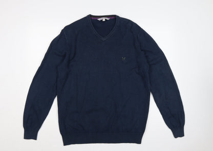 Crew Clothing Men's Navy L Cotton Cashmere V-Neck Pullover Jumper