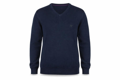 Crew Clothing Men's Navy L Cotton Cashmere V-Neck Pullover Jumper