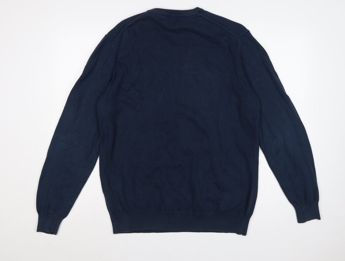Crew Clothing Men's Navy L Cotton Cashmere V-Neck Pullover Jumper