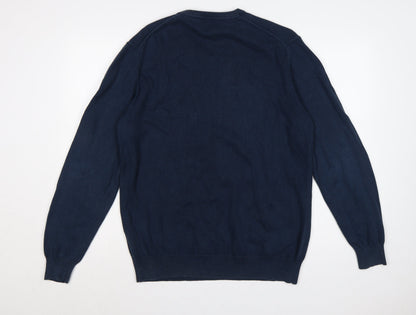 Crew Clothing Men's Navy L Cotton Cashmere V-Neck Pullover Jumper