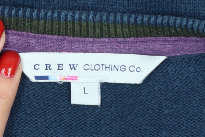 Crew Clothing Men's Navy L Cotton Cashmere V-Neck Pullover Jumper