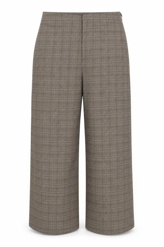 New Look Women’s Brown Check Wide-Leg Trousers UK 12 Smart Workwear