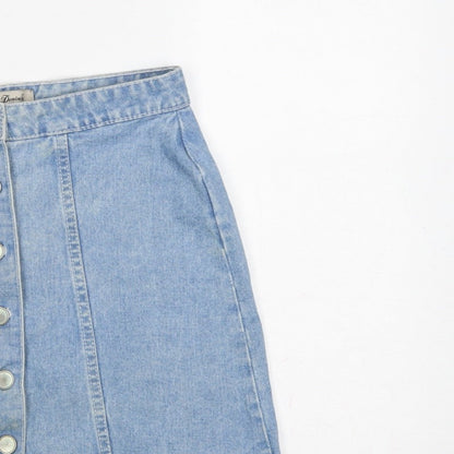 Denim Co. Women’s Blue UK 12 A-Line Button Front Denim Mini Skirt