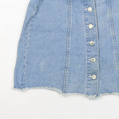 Denim Co. Women’s Blue UK 12 A-Line Button Front Denim Mini Skirt