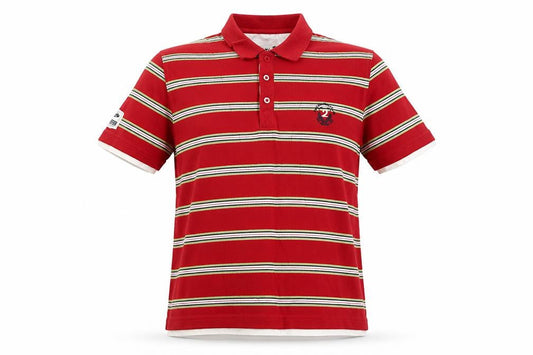 Next Men's Red Striped Cotton Polo Shirt L Embroidered Logo