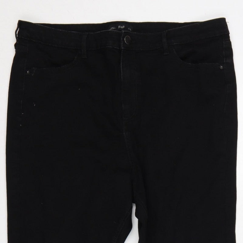 F&F Women Black UK 18 Skinny Denim Jeans 5 Pocket