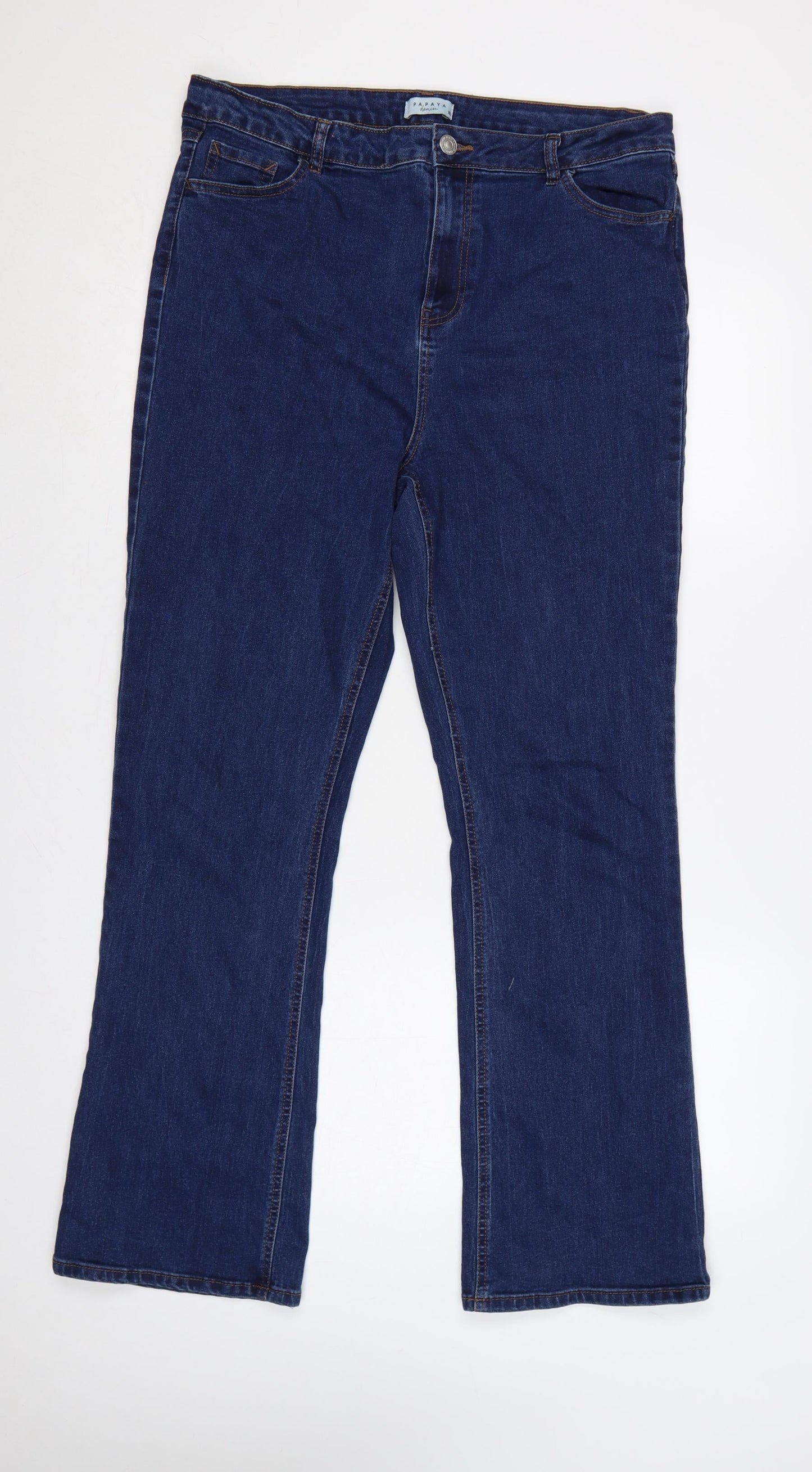 Papaya Women’s Blue Bootcut Stretch Jeans Size 18 L31 Dark Wash