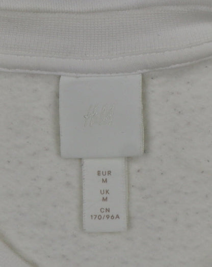 H&M Women’s White M Bisous Graphic Embroidered Crew Neck Sweatshirt
